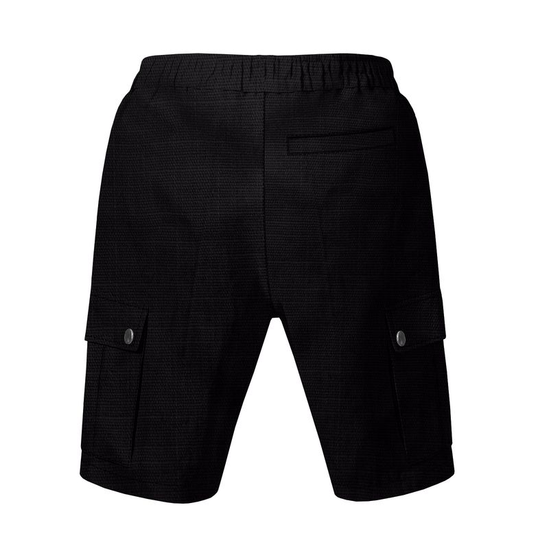 Pantalones cortos casuales de playa de lino con nudo de bambú para hombre de American Amikaji Outdoor Tactical Workwear de verano_voghion.com