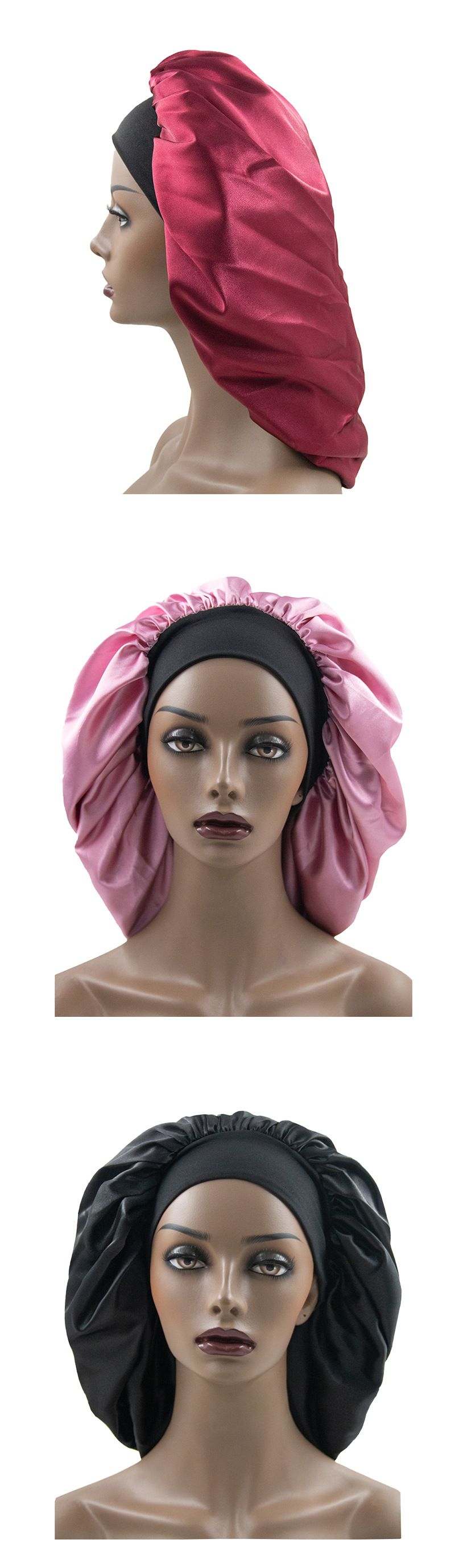 Exklusive übergroße einfarbige Schlafmütze für Damen, modische elastische Haarpflegemütze, Fabrik-Direktverkauf, Chemotherapie-Kappe aus Seide_voghion.com