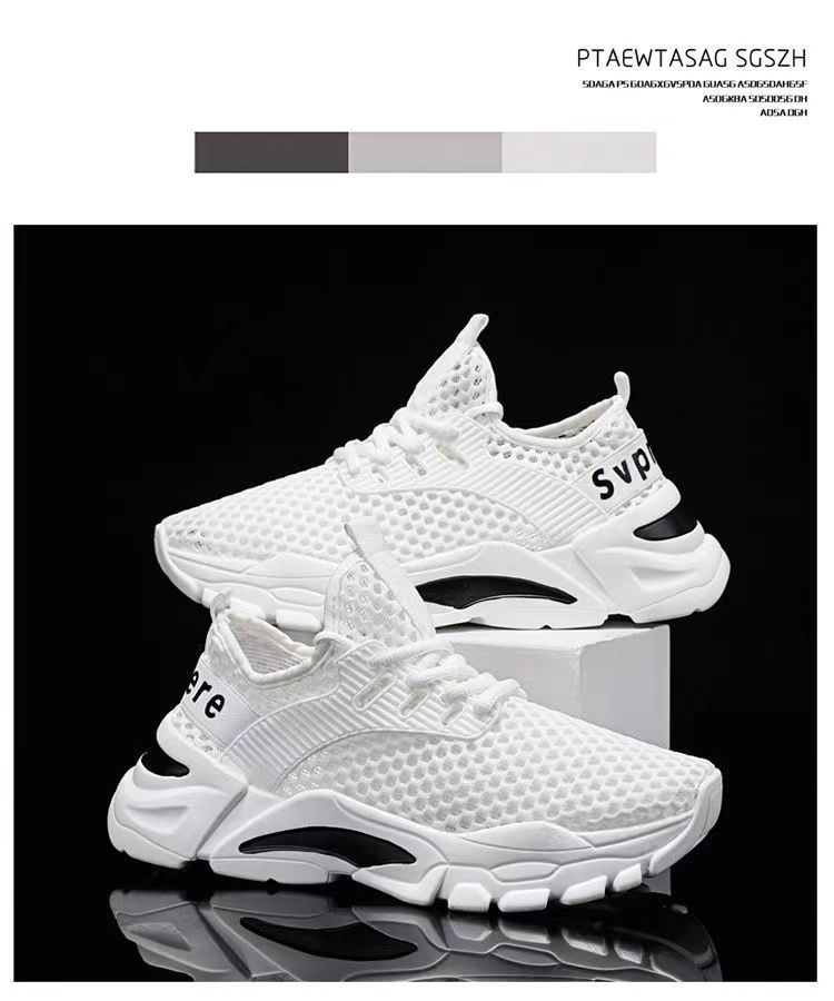 Herrenschuhe Sommer atmungsaktiv dünn 2024 neue Mesh Hohl Mesh Sport Lauf Freizeit leichte weiße Flut Schuhe_voghion.com