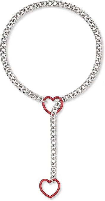 Adjustable Punk Style Cuban Chain Necklace With Heart-Shaped O-Ring, Multi-Color Options For Men & Women_voghion.com