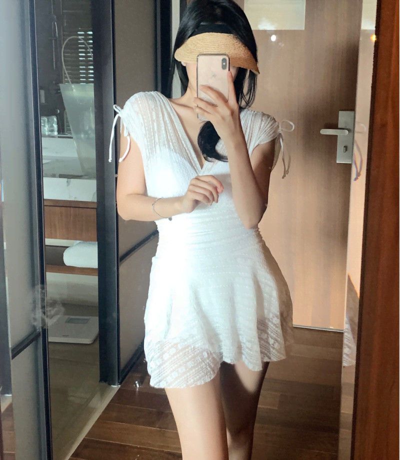 Women's Swimsuit 2025 New Hot Spring Small Chest Sexy Gathered Tummy Control Slimming Conservative One-Piece Ins Style_voghion.com