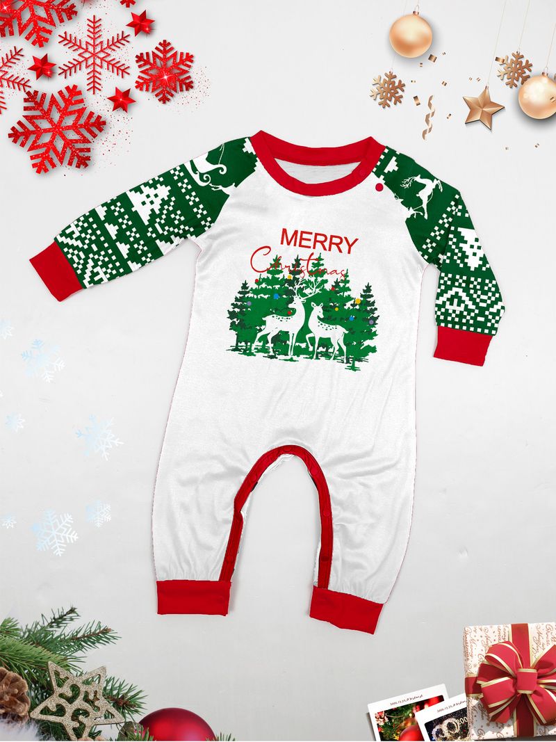 Festliches Weihnachts-Pyjama-Set für die ganze Familie – weiche, grüne Nachtwäsche mit Baum- und Buchstabendruck für Erwachsene, Kinder und Haustiere_voghion.com