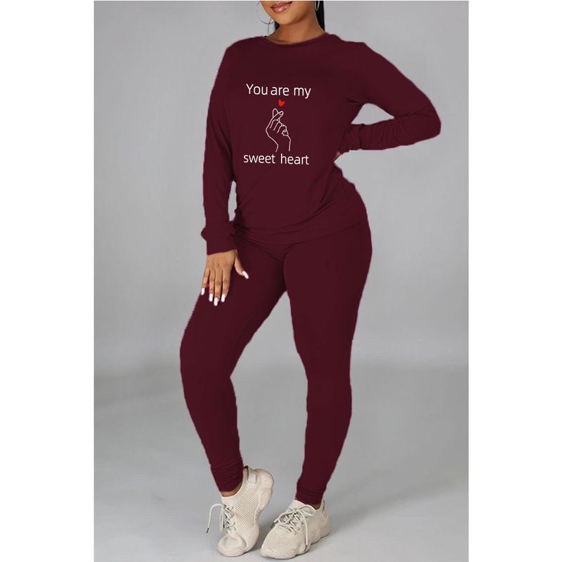Zweiteiliges Set mit personalisiertem, lässig bedrucktem Kapuzenpullover für Damen_voghion.com