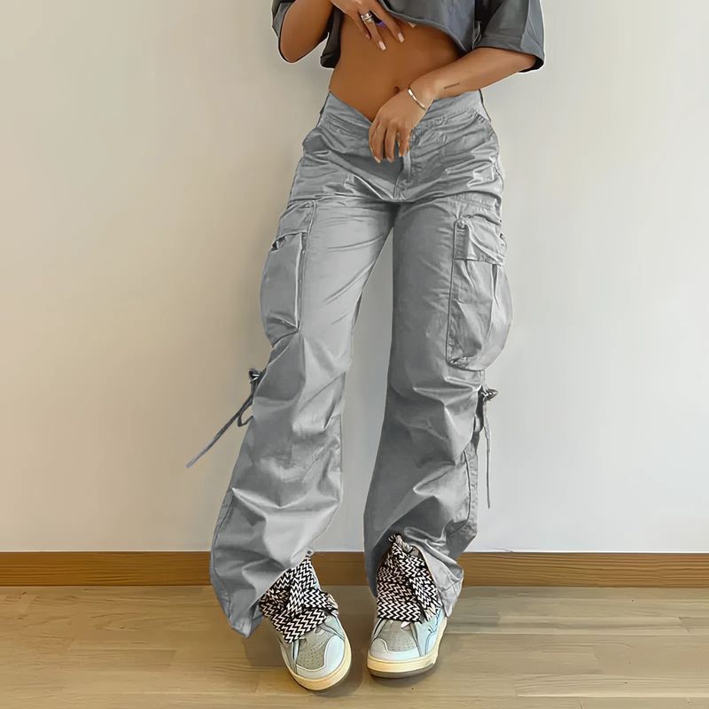 Pantaloni da donna retrò, con tasche, cuciture, vita media, gamba larga, coulisse, casual, tinta unita_voghion.com