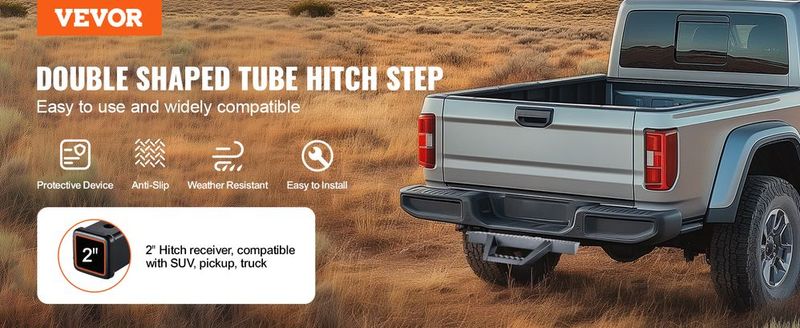 VEVOR Hitch Step For 2" Receiver Universal Trailer Tow Rear Bumper Guard Steel_voghion.com