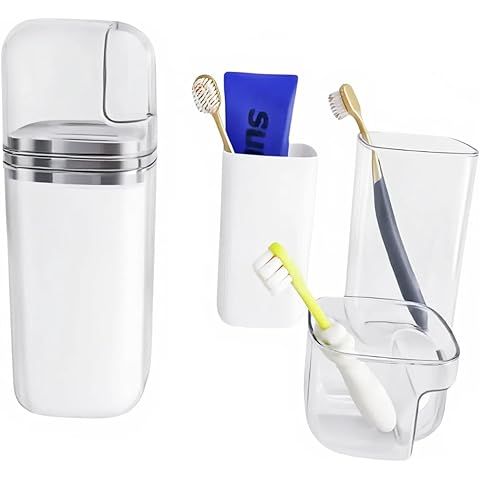 Pacote com 2 estojos para escovas de dentes à prova de poeira - ideal para viagens_voghion.com