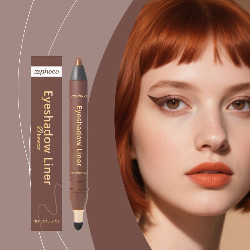 Zephoco 2-in-1 Eyeliner-Stift, natürlich, seidig glatt, Konturzeichnung, Farbe, einfach zu verwenden, Augen-Schönheits-Make-up_voghion.com