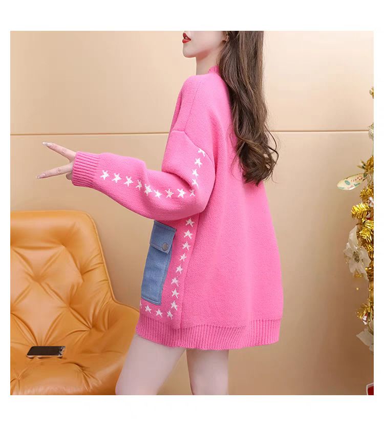 Suéter grande e chique sem esforço – rosa suave e laranja quente | Tamanho único Lazy Luxury_voghion.com