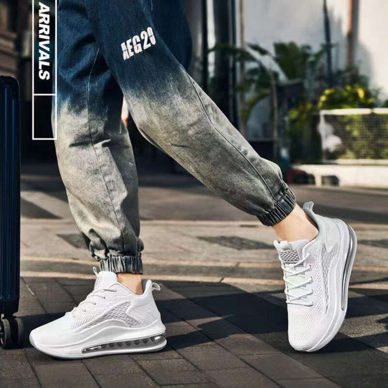 Leisure Men's Breathable Fly Woven Low Top Sports Shoes, Fashionable Air Cushion Outdoor Running And Travel Shoes_voghion.com