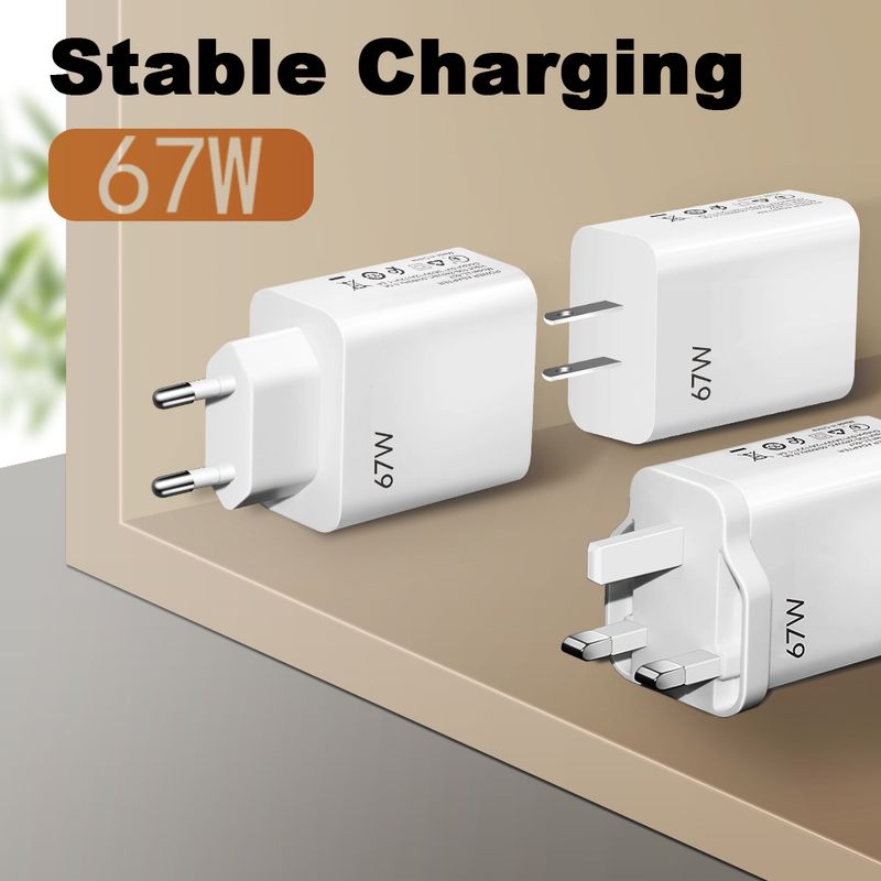 Accesorios Piezas Cargador de teléfono móvil con carga rápida de 67 W, cabezal de carga súper rápida estándar de 5 V y 5 A, adaptador de corriente de protocolo completo_voghion.com