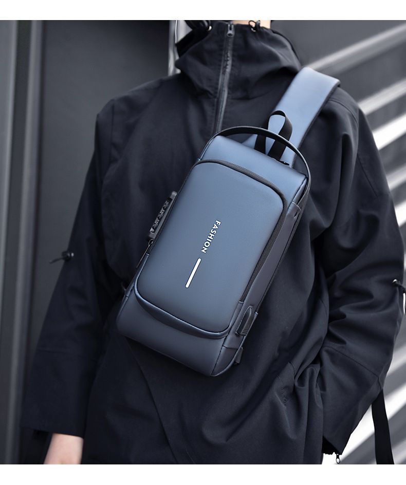 Men's Lightweight Crossbody Sling Bag - Waterproof Nylon Chest Bag For Travel, Gym & Daily Use, Large Capacity With Adjustable Strap_voghion.com