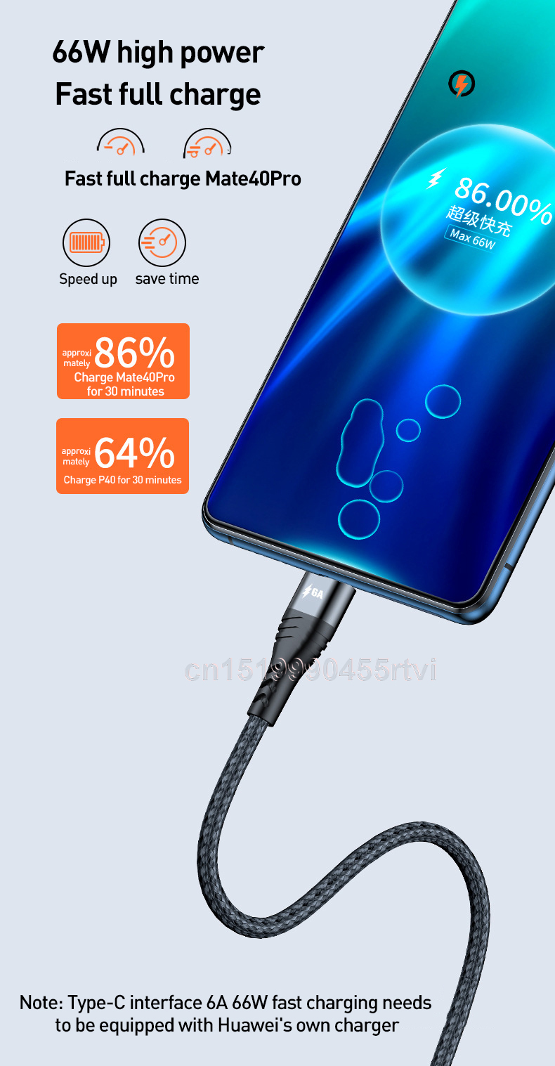 USB 3in1 Kabel 6A Schnellladung für Huawei Mate 40 Pro Schnellladung Micro USB Typ C 3 in 1 2 in 1 USB Kabel f_voghion.com