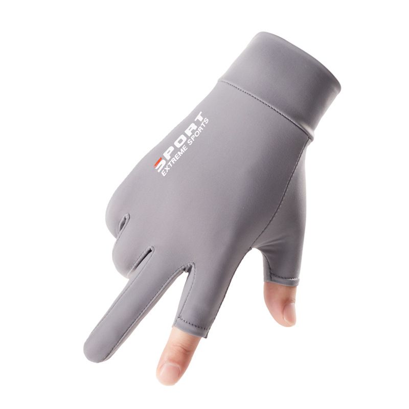 Guanti da ciclismo Guanti in seta ghiacciata da uomo, estivi, con due dita, da asporto, per ciclismo, guida, protezione solare, guanti sottili_voghion.com