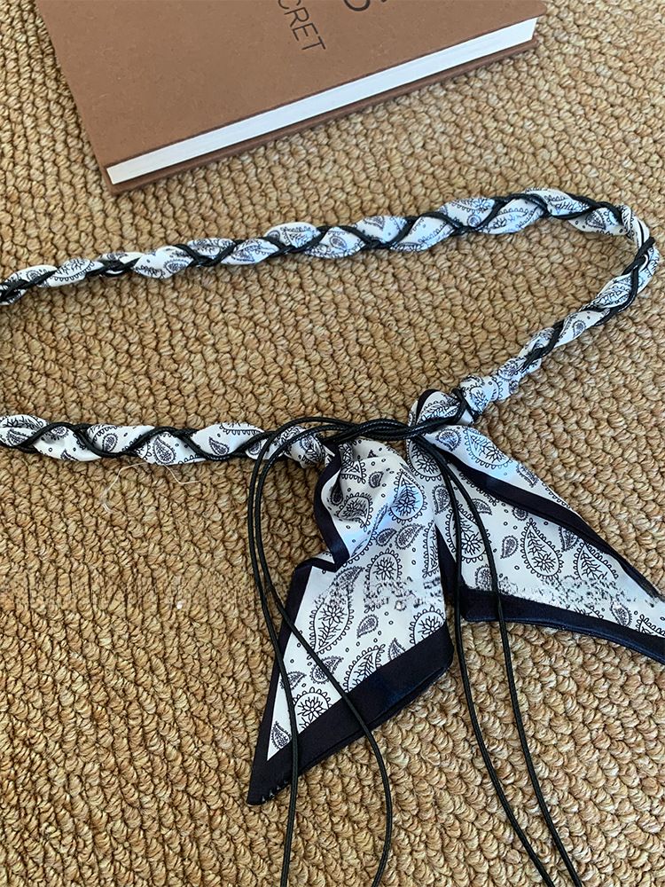 Böhmischer Seidenschal, gewebte Holzperlen, Perlenkette, Ethno-Stil, Gürtel, Nische, High-End-Mode, Taillen-Accessoire_voghion.com