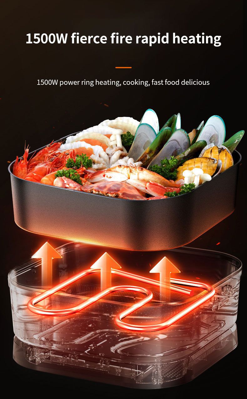 Marmite électrique multicuiseur, cuve intérieure antiadhésive de 3 L pour frire, mijoter, bouillir, cuire à la vapeur et préparer des soupes, 700 W avec thermostat réglable, nettoyage facile_voghion.com