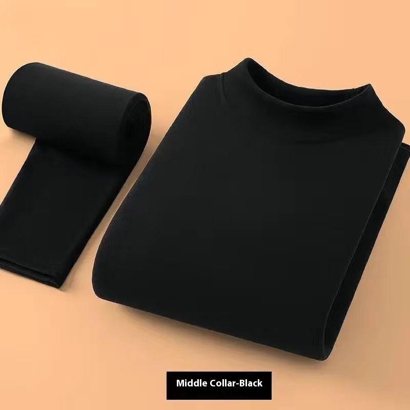 Men's thermal underwear set, mid neck, winter with thick clothes, autumn pants, German velvet, temperature controlled_voghion.com