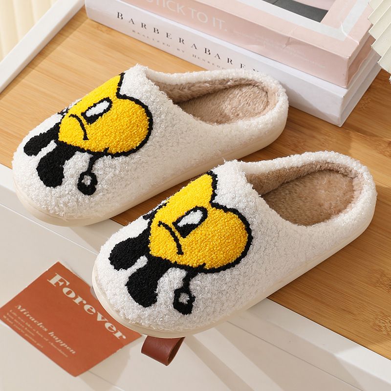 Pantofole invernali da donna con suola spessa antiscivolo Home Bad Bunny Mr. Heart, calde pantofole da uomo e da coppia, con cartoni animati_voghion.com