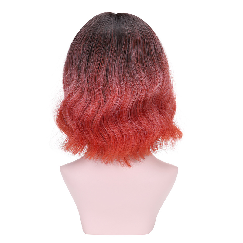 Synthetische Perücke für Damen mit modischem Farbverlauf, North Star Green Corn Perm, kurzes, lockiges Haar_voghion.com