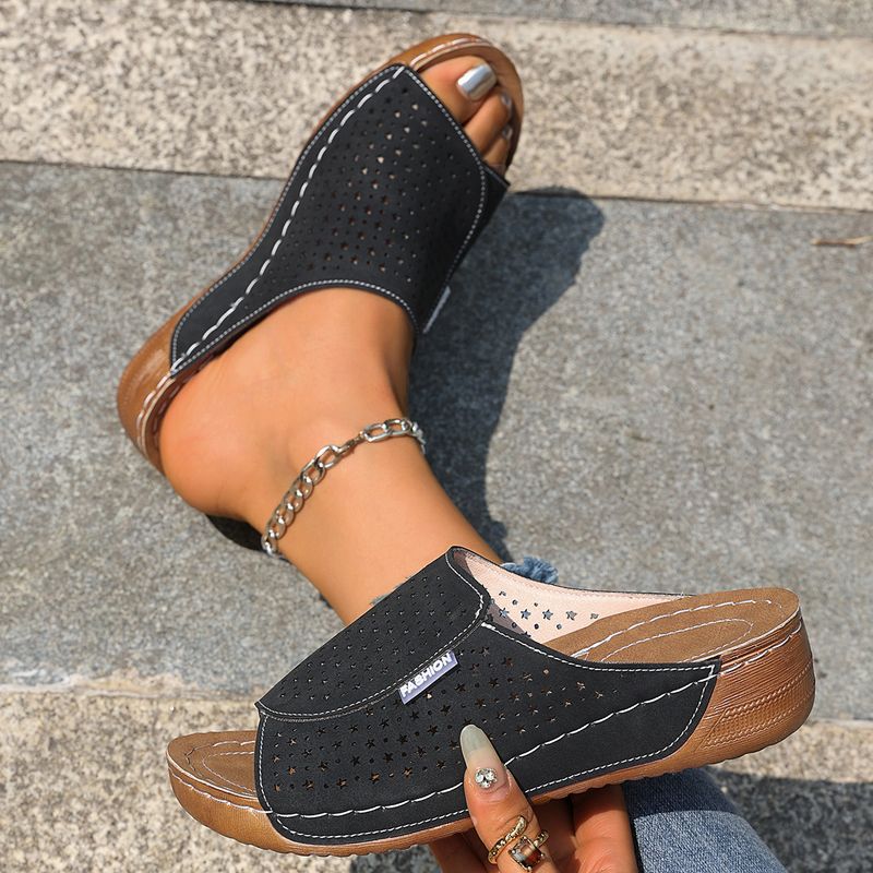 Ciabatte con zeppa taglie forti 2025 primavera, nuove, versatili, con suola spessa, leggere e alla moda, per donna_voghion.com