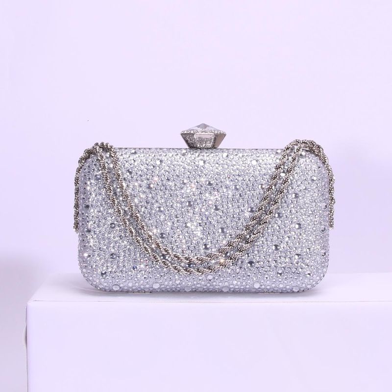 Elegante pochette da sera quadrata con strass e tracolla a catena per donna, perfetta per feste e serate fuori, borsa a mano quadrata con stella e diamanti, borsa da festa e cena_voghion.com