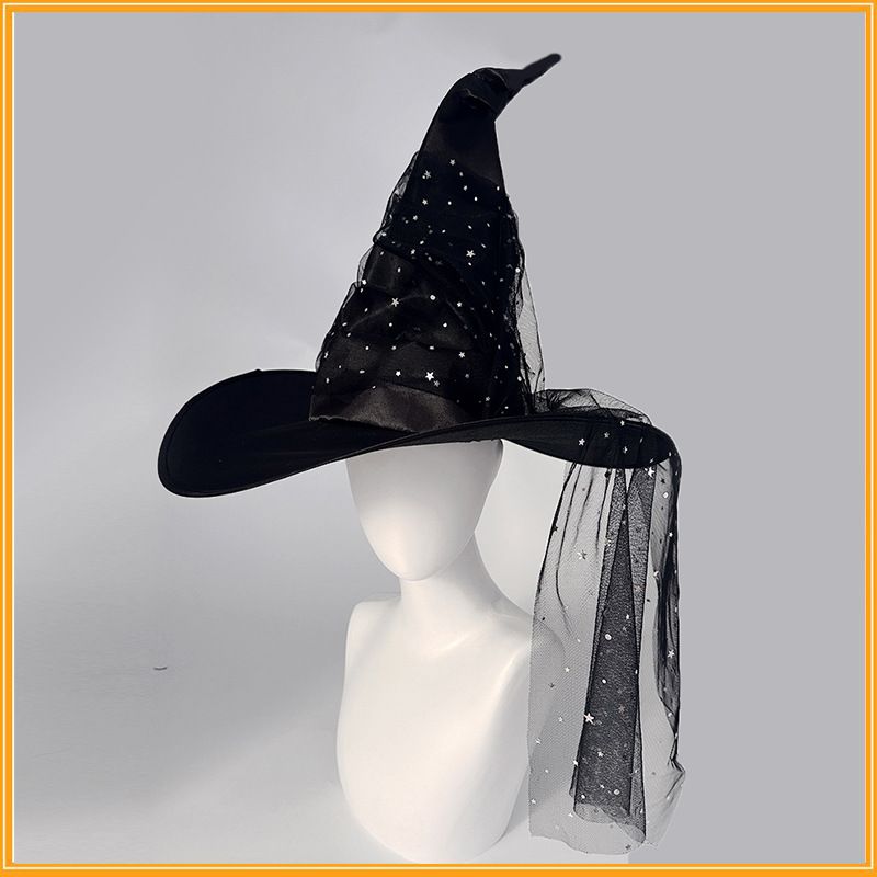 Cappello da mago strega e mago in maglia nera arricciata di Halloween COS_voghion.com