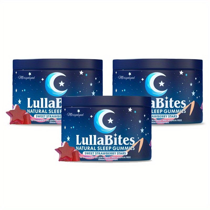 Lulabites Natural Sleeping Gummies - Melatonin Free, Sweet Strawberry Star | Botanical Essence Relaxation And Sleep Support, Pack Of 60, Nutritional_voghion.com