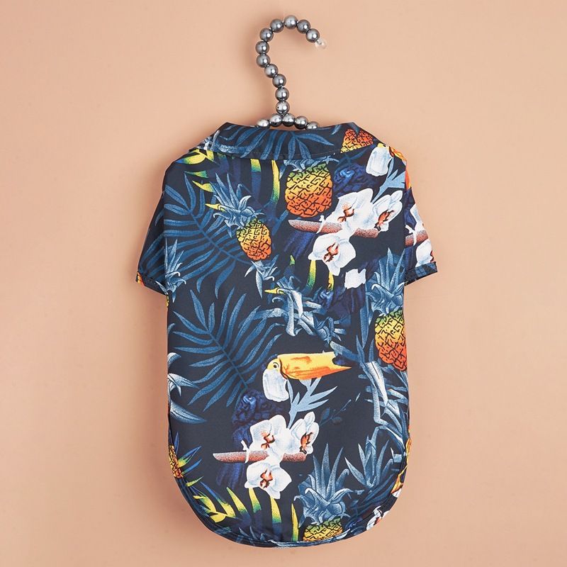 Golden Retriever Teddy Haustierkleidung Hawaiian Fruit Ananas Kokosnussbaum Strandhemd Lässiges Hundekatzen-Frühlings-Sommer-Outfit_voghion.com