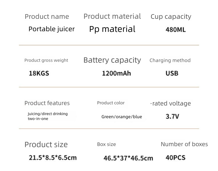 Portable Electric Juicer - Wireless Multi-Functional Fruit Extractor, Compact Household Juice Cup For Travel_voghion.com