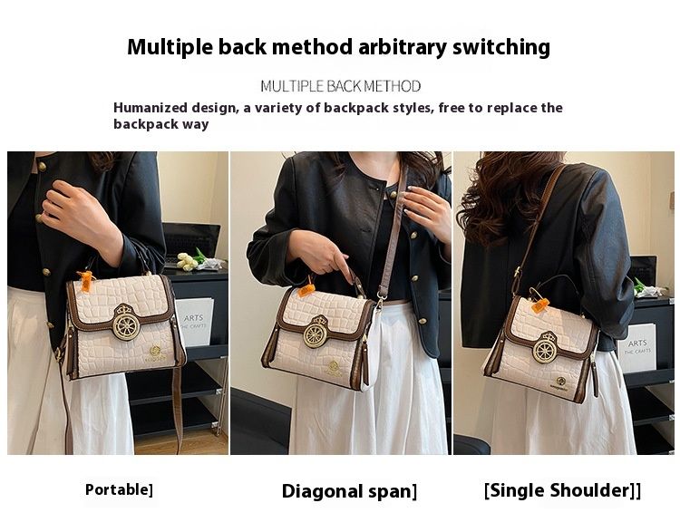 Handheld women's 2024 new high texture versatile simple shoulder crocodile pattern large capacity crossbody bag_voghion.com