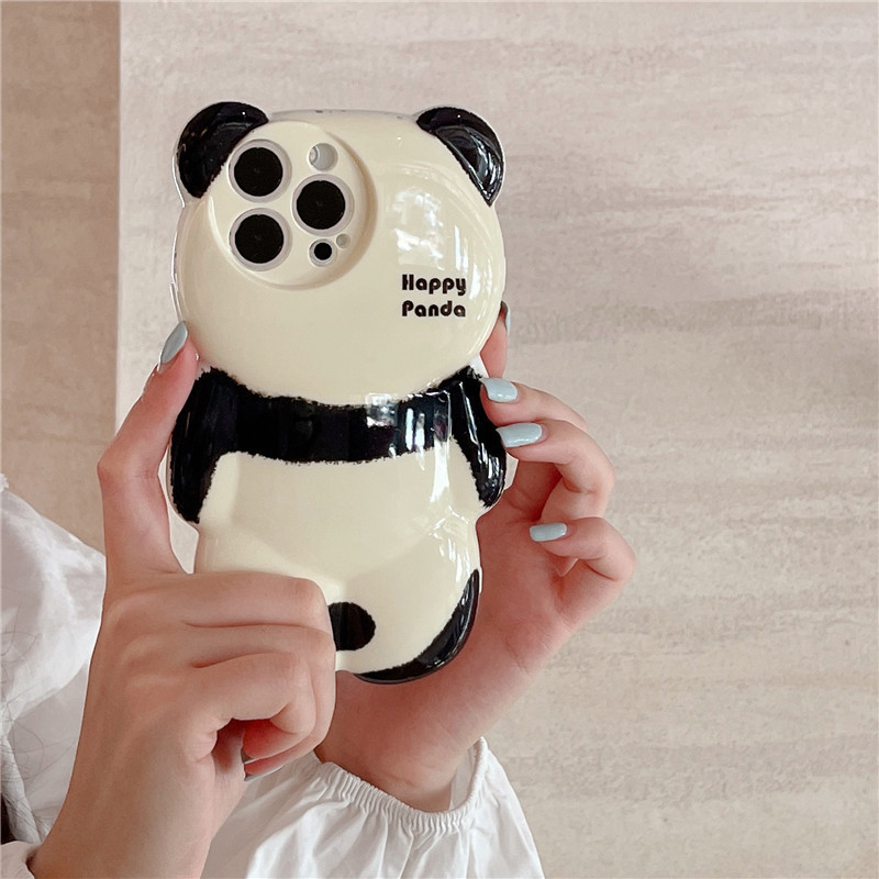 Mobile phone case three-dimensional panda suitable for iPhone15 Apple 14promax mobile phone case cartoon 13 water stickers 12 all-inclusive soft_voghion.com