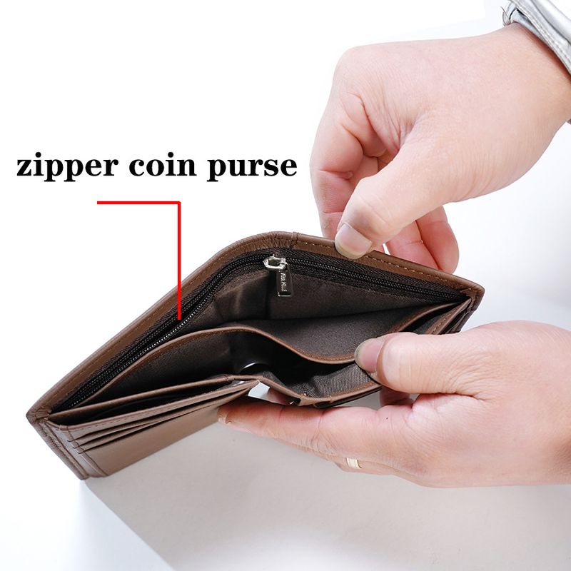 Men’s Bags Men's Wallet RFID Anti Theft Brush Ultra Thin Top Layer Cowhide Short Genuine Leather Wallet_voghion.com
