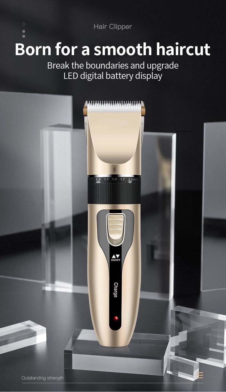 Professional Hair Clipper For Barbers & Home Use - Cordless Rechargeable Hair Trimmer With Titanium Blades, Adjustable Combs & Multiple Attachments_voghion.com