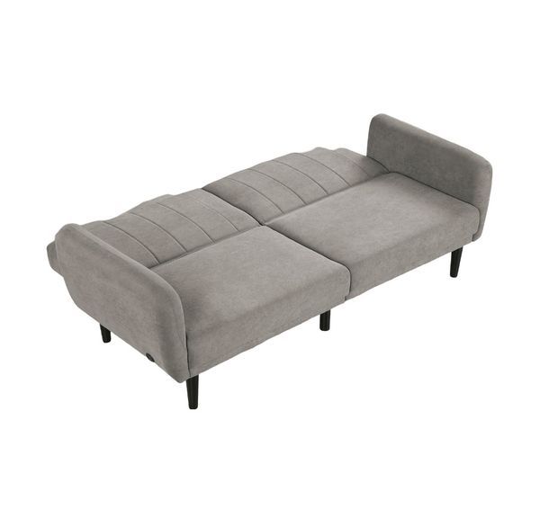 Contemporary Converts To Bed Gray 1pc Futon Sofa Channeled Tufted Back Soft Track Arm Couch W USB_voghion.com