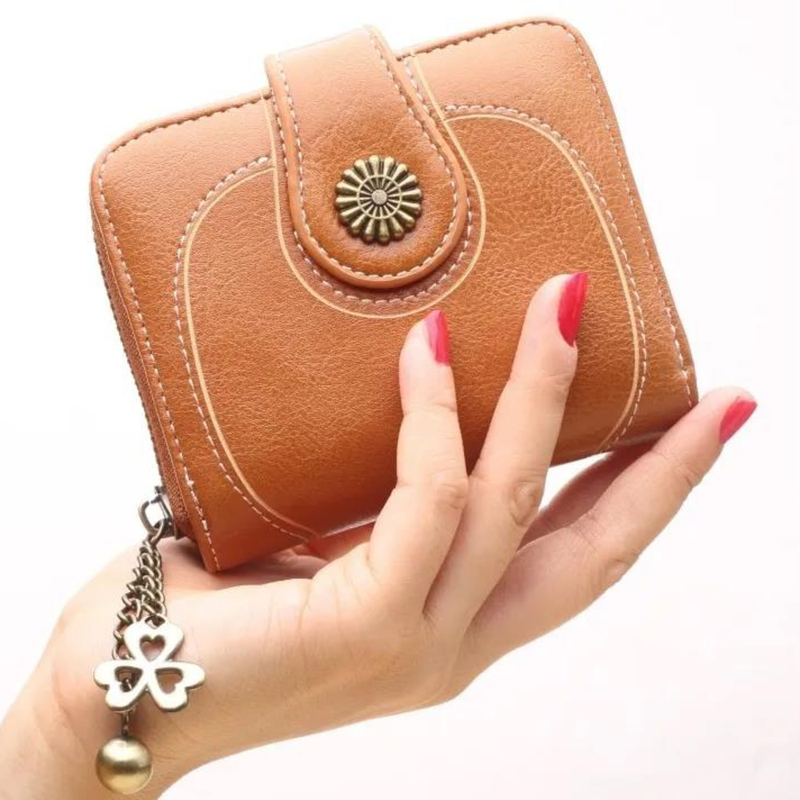 Kvinder Vintage Ws Smurt Læder Blomst Dame Lynlås Møntpung Kvinde Lille Clutch Pengetaske Kreditkortholder_voghion.com