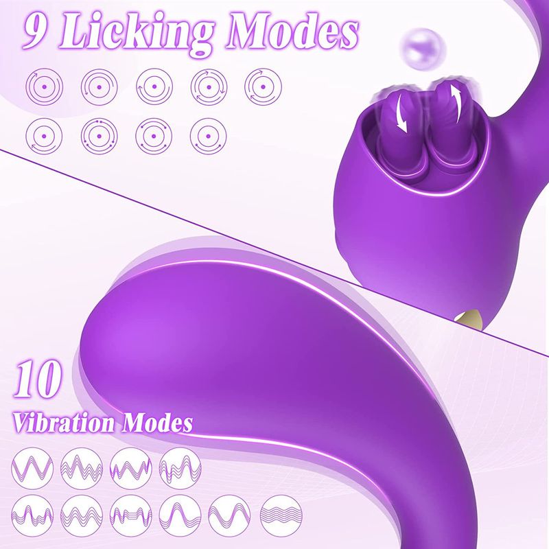 2 In 1 Licking Vibrator Clitoris Stimulator 10 Vibration Clitoral Massage Sex Toys G Spot Realistic Dildo Vibrator For Women_voghion.com