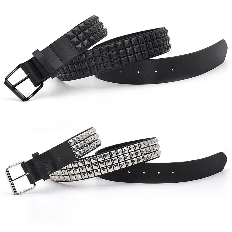 HOT GAOKE Pyramid Fahion Rivet Men&Women' Studded Belt Punk Rock With Pin Buckle Hardware Jean Deigner Female Wait_voghion.com