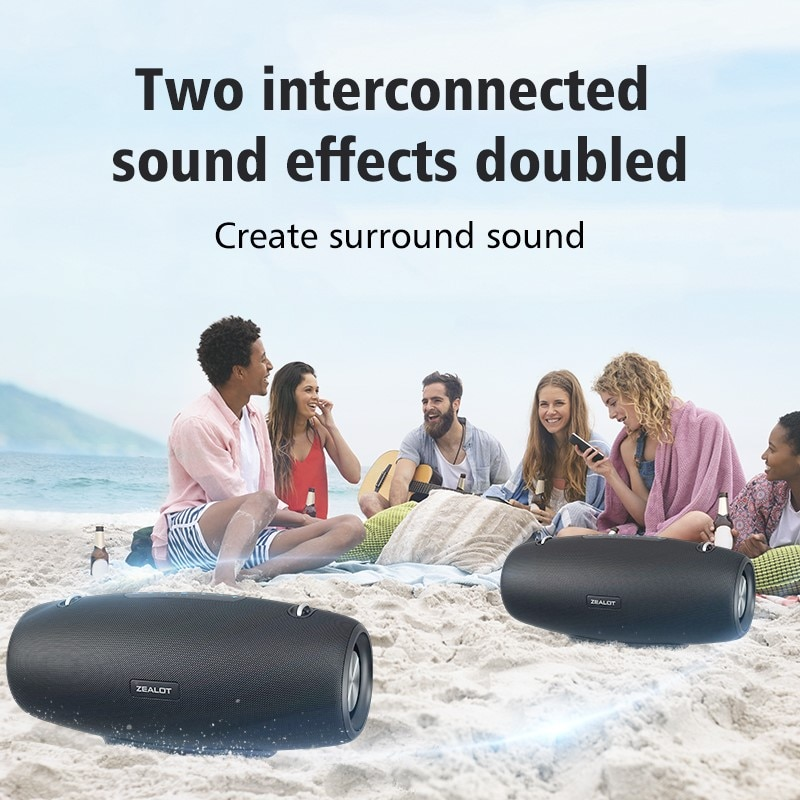 Zealot S67 Bluetooth-høyttaler Trådløs bærbar utendørs 60W lydboks Høyeffekt 360° Stereo vanntett subwoofer Sjokkerende tung bass_voghion.com