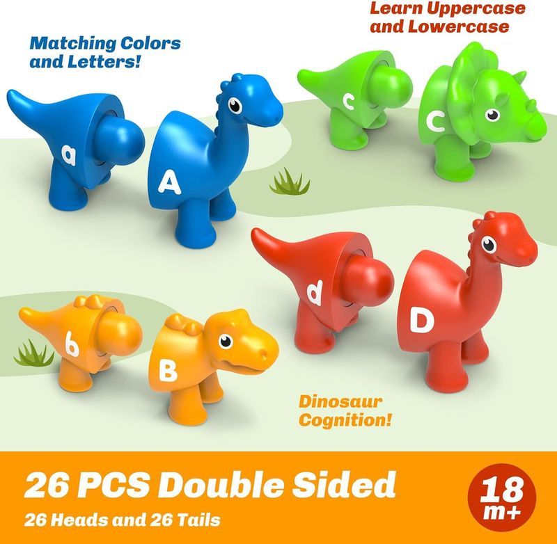 Nouveaux jouets d'apprentissage précoce pour enfants, alphabet de dinosaures, appariement, modèles numériques, illumination, aides pédagogiques cognitives_voghion.com