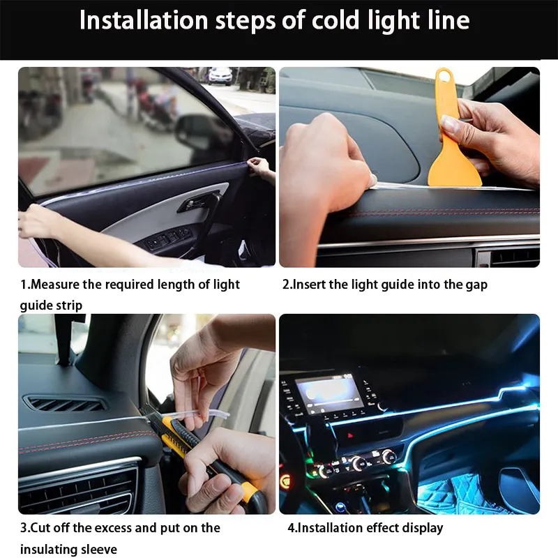 Auto Innenraum LED Nachtlichter dekorative Lampe EL Verdrahtung Neon Streifen für Auto DIY flexible Umgebungslicht USB Party_voghion.com