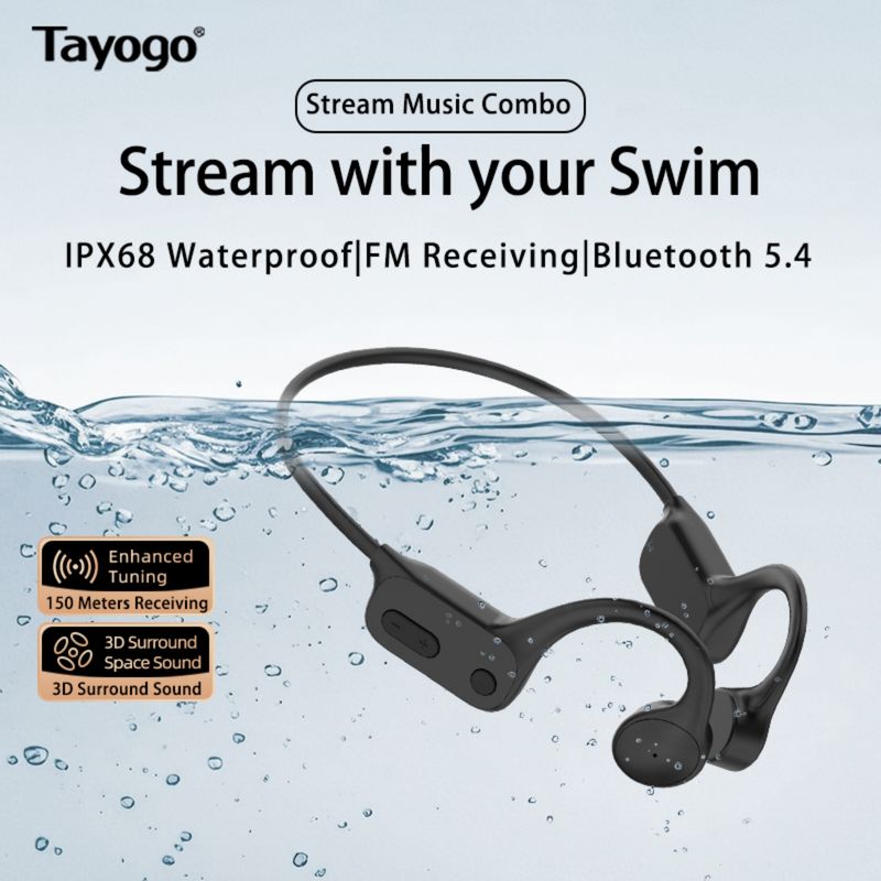 Bone Conduction Headphones Open Ear With Mic,15Hrs Playtime Bluetooth 5.4, Receiving Mode Compatible Tayogo Transitter_voghion.com