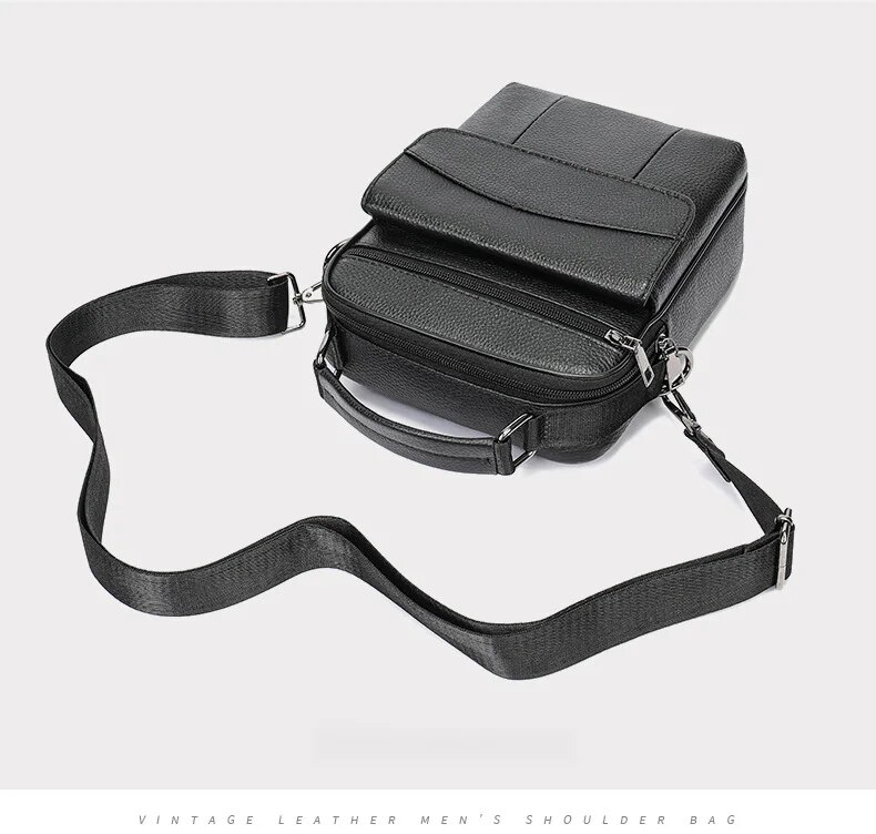 Malunte casual in vera pelle, borsa a tracolla da uomo, borsa piccola, tracolla verticale in vacchetta_voghion.com