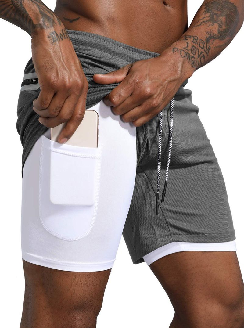 Nuovi pantaloncini a doppio strato tinta unita 2025 per fitness, esercizio, allenamento, asciugatura rapida e jogging da uomo_voghion.com