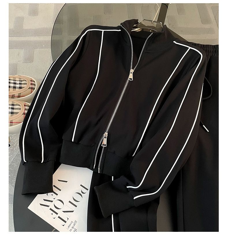 High-End-Mode Stilvolle Sport Casual Sweatshirt Für Frauen Herbst 2026 Neue Hohe Taille Breite-Bein Hosen Zwei-stück Set_voghion.com