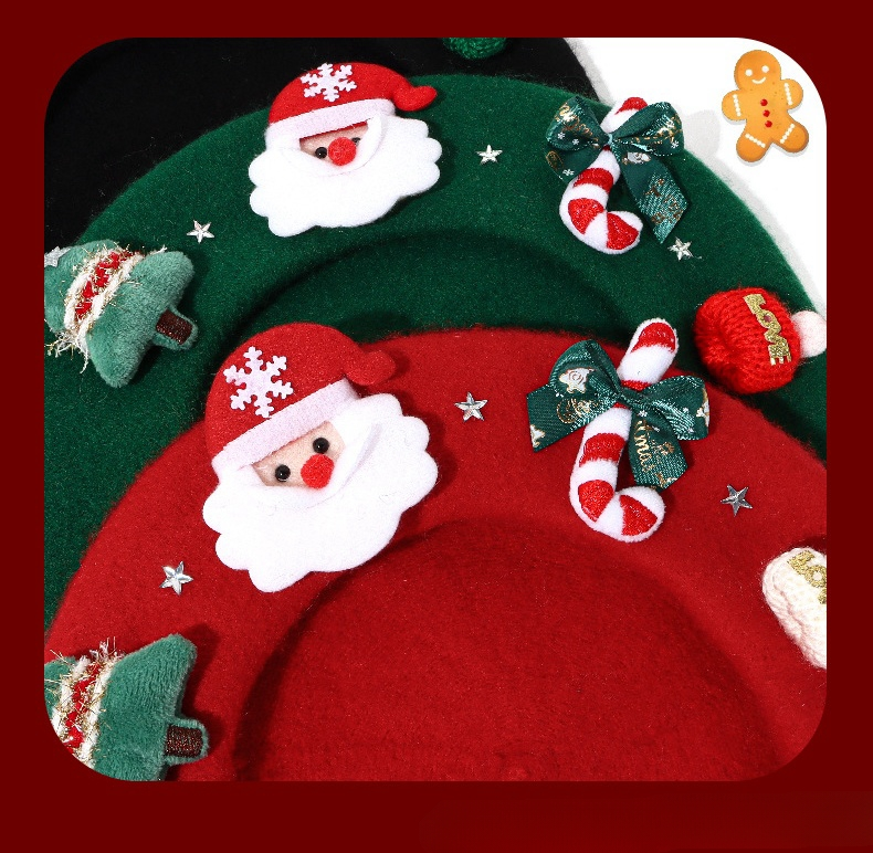 Heiße Designer-Modelle, Temperament-Trend, lässige Damen-Eltern-Kind-Wolle Hundert mit Druck, warme Herbst- und Winter-Weihnachtselemente, warme Knospenkappe_voghion.com