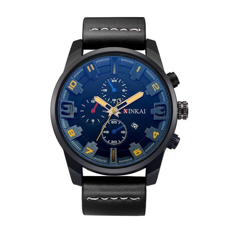 Stijlvolle en moderne stijl, op maat gemaakte gepersonaliseerde wijzerplaat, comfortabele autohechtpolsband, verjaardagscadeau, luxe heren quartzhorloge_voghion.com