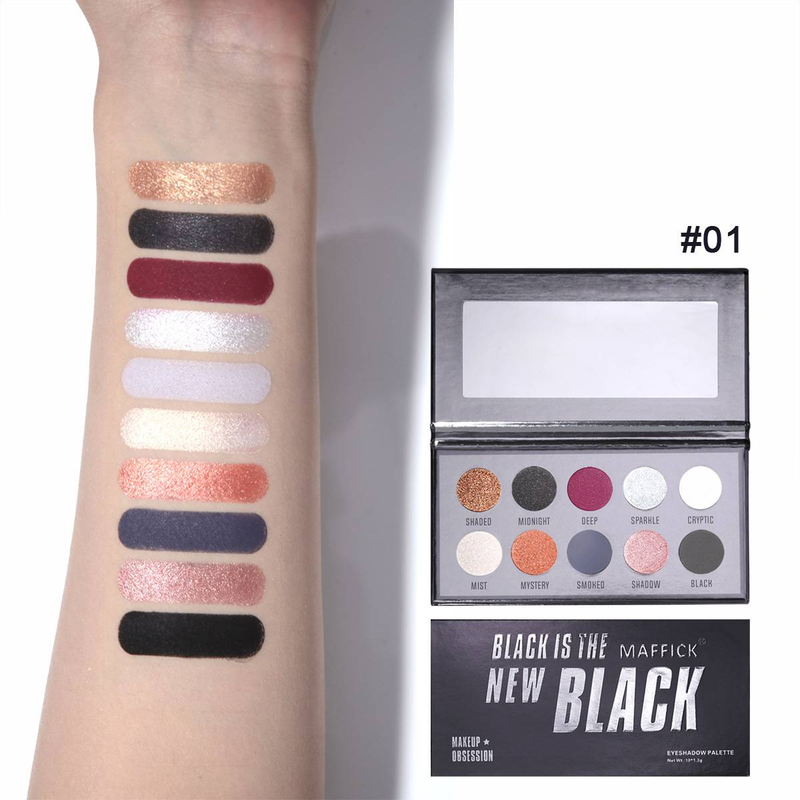 10 nuances de fard à paupières scintillant BLACK Smoky Eye_voghion.com