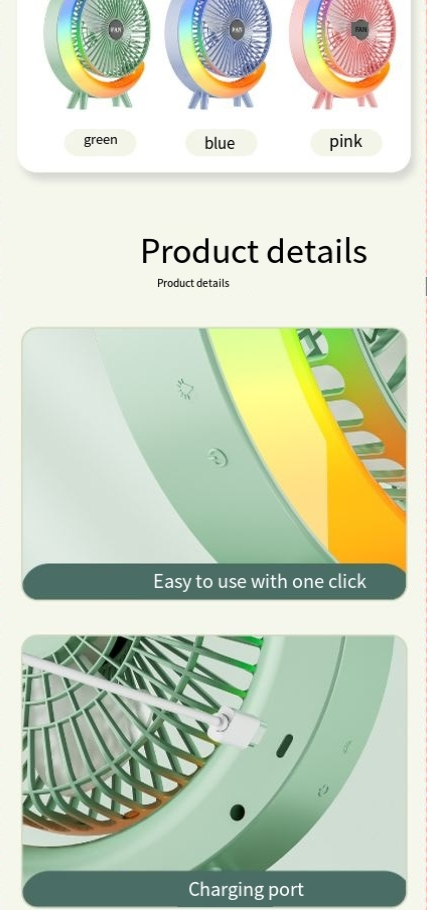 new desktop fan color marquee fan high wind USB charging circulation fan blowing fan_voghion.com