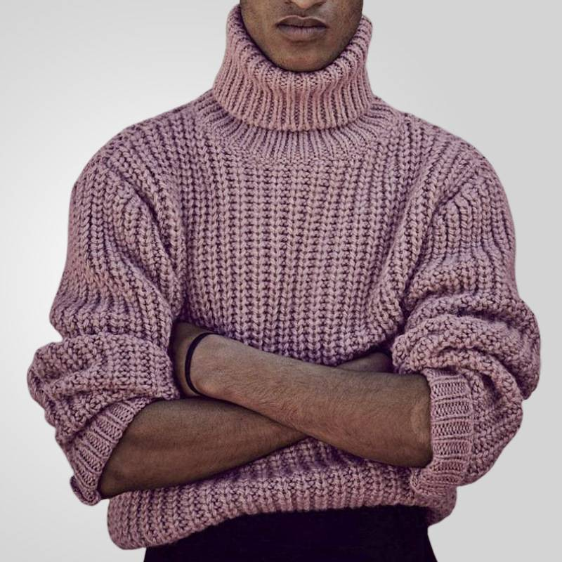 Men's Clothing autumn and winter thickened pullover sweater solid color thick needle turtleneck sweater _voghion.com