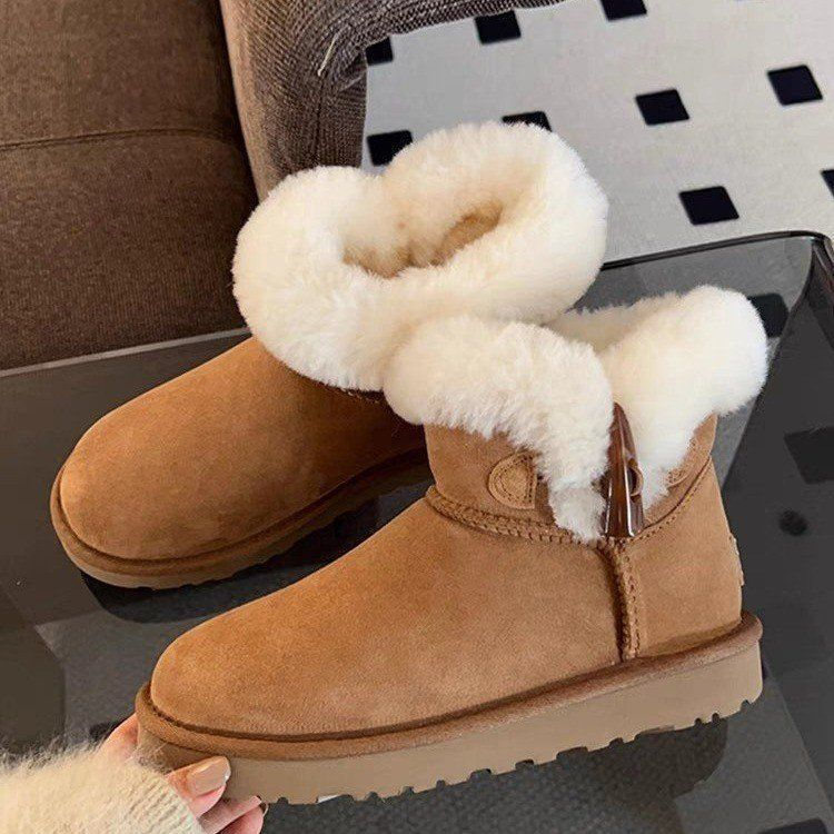Tasman Slippers Tazz Mustard Seed Platform Classic Ultra Mini Boot Sand Chestnut Fur Slides Sheepskin Winter Women Men Slip-on Shoes Suede_voghion.com