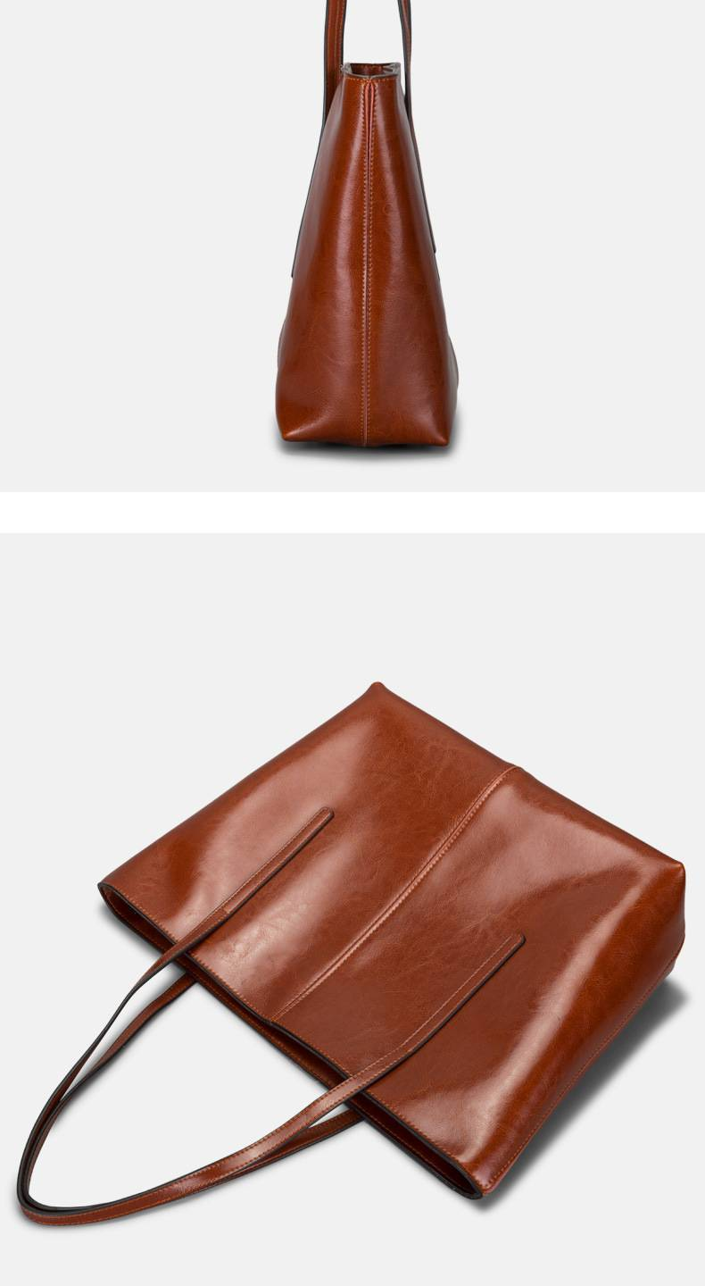 Women's Fashion Shoulder Bag Commuter Tote Bag Cowhide Carry-on Large Capacity Women's Bag_voghion.com